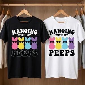 Gildan Black and White 'Hanging with My Peeps' T-Shirts